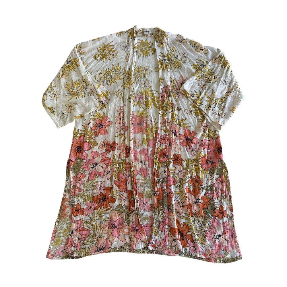 Billabong Floral Kimono Robe Womens S/M Tropical Boho Beach Cover Up Long Sleeve
